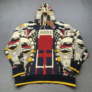 AGTAWH Hoodie Mens Small All Over Unity Print Motif French Terry Abstract Art